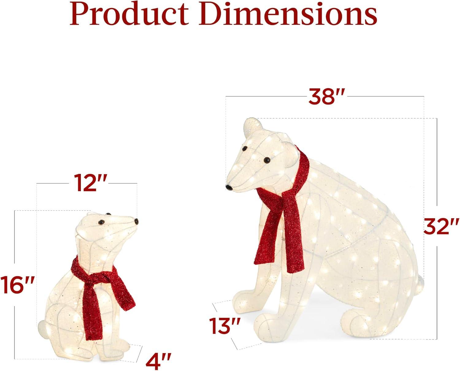 imageBest Choice Products 32in 2Piece Lighted Polar Bear Family Large AllWeather PreLit Outdoor Christmas Dcor for Front Yard Lawn w 145 PreStrung LED Lights Zip Ties Ground Stakes  RedWhite