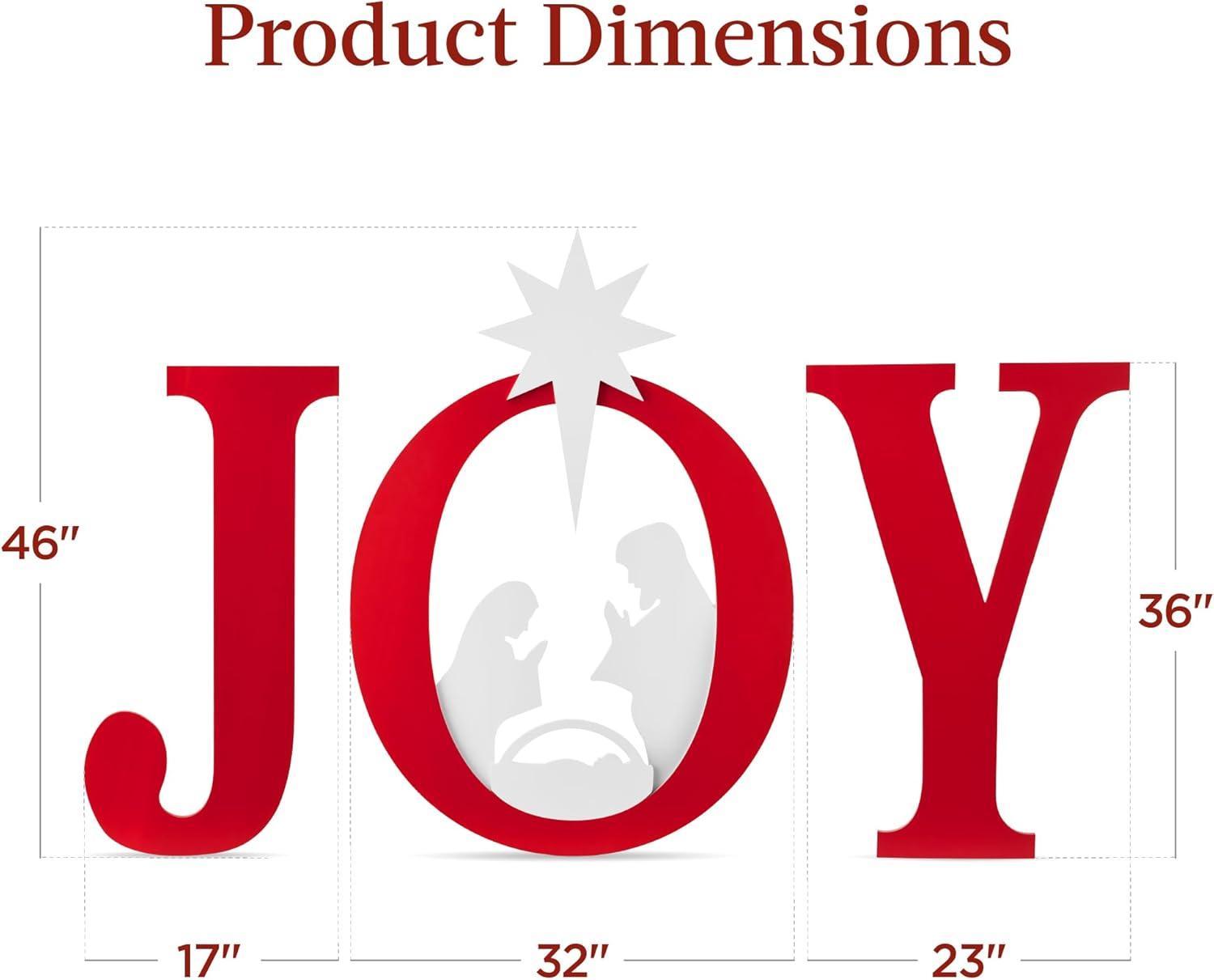 imageBest Choice Products 46in Outdoor JOY Christmas Nativity Decoration 3 Piece Yard Decor Sign Holy Weather Resistant PVC Silhouette for Garden  RedWhiteRedWhite