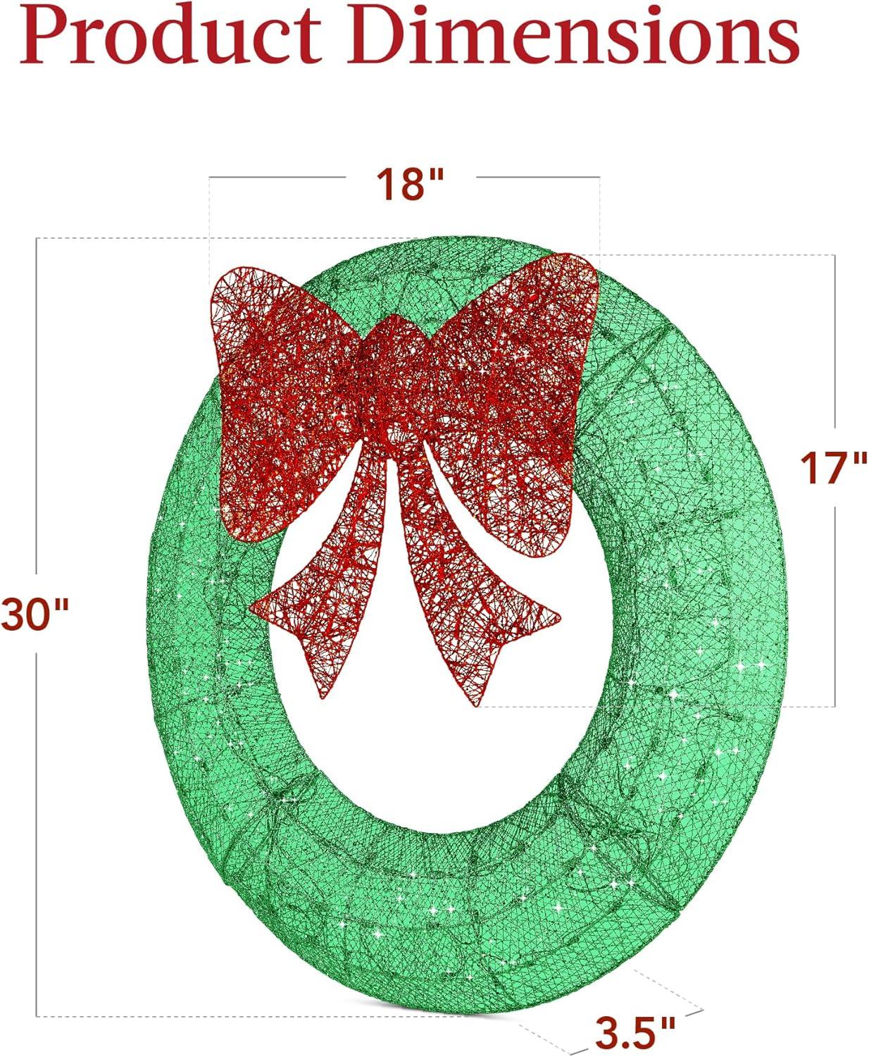 imageBest Choice Products 48in PreLit Outdoor Christmas Wreath Decoration LED Metal Holiday Decor for Home w 140 Lights Bow  GoldRedGreenRed