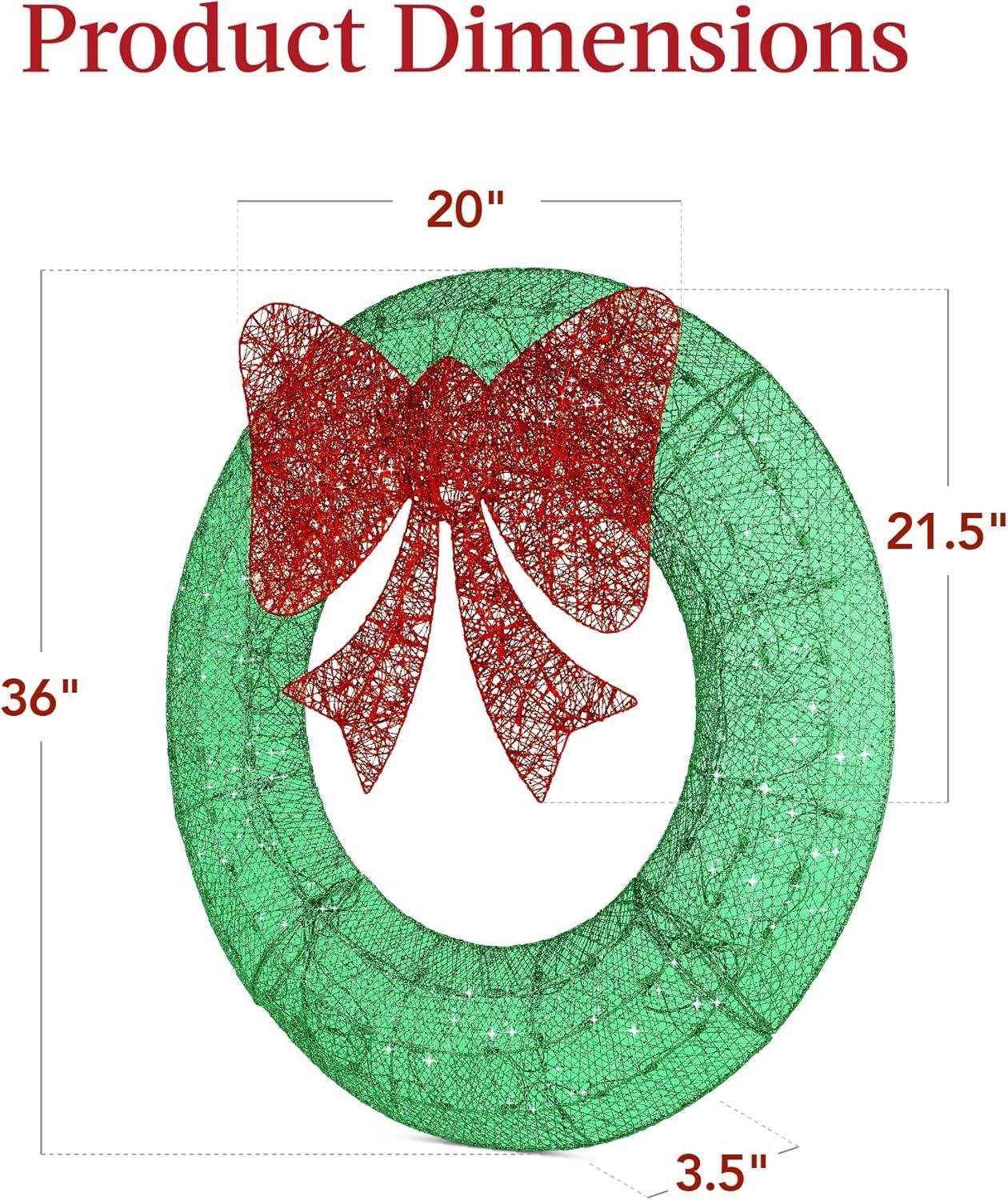 imageBest Choice Products 48in PreLit Outdoor Christmas Wreath Decoration LED Metal Holiday Decor for Home w 140 Lights Bow  GoldRedGreenRed