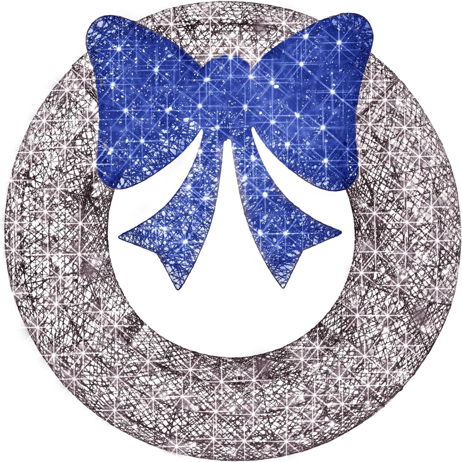 imageBest Choice Products 48in PreLit Outdoor Christmas Wreath Decoration LED Metal Holiday Decor for Home w 140 Lights Bow  GoldRedSilverBlue
