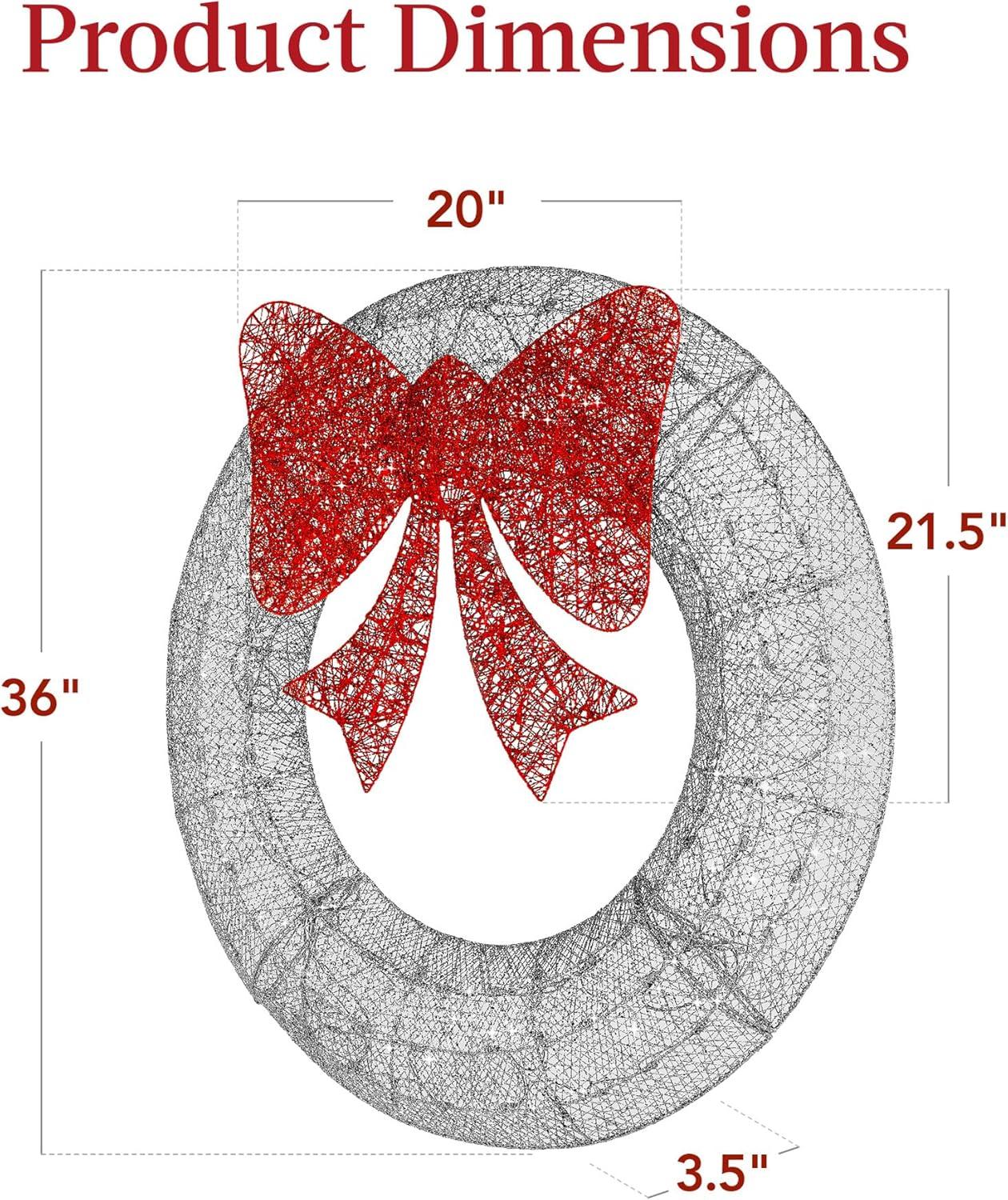 imageBest Choice Products 48in PreLit Outdoor Christmas Wreath Decoration LED Metal Holiday Decor for Home w 140 Lights Bow  GoldRedSilverRed