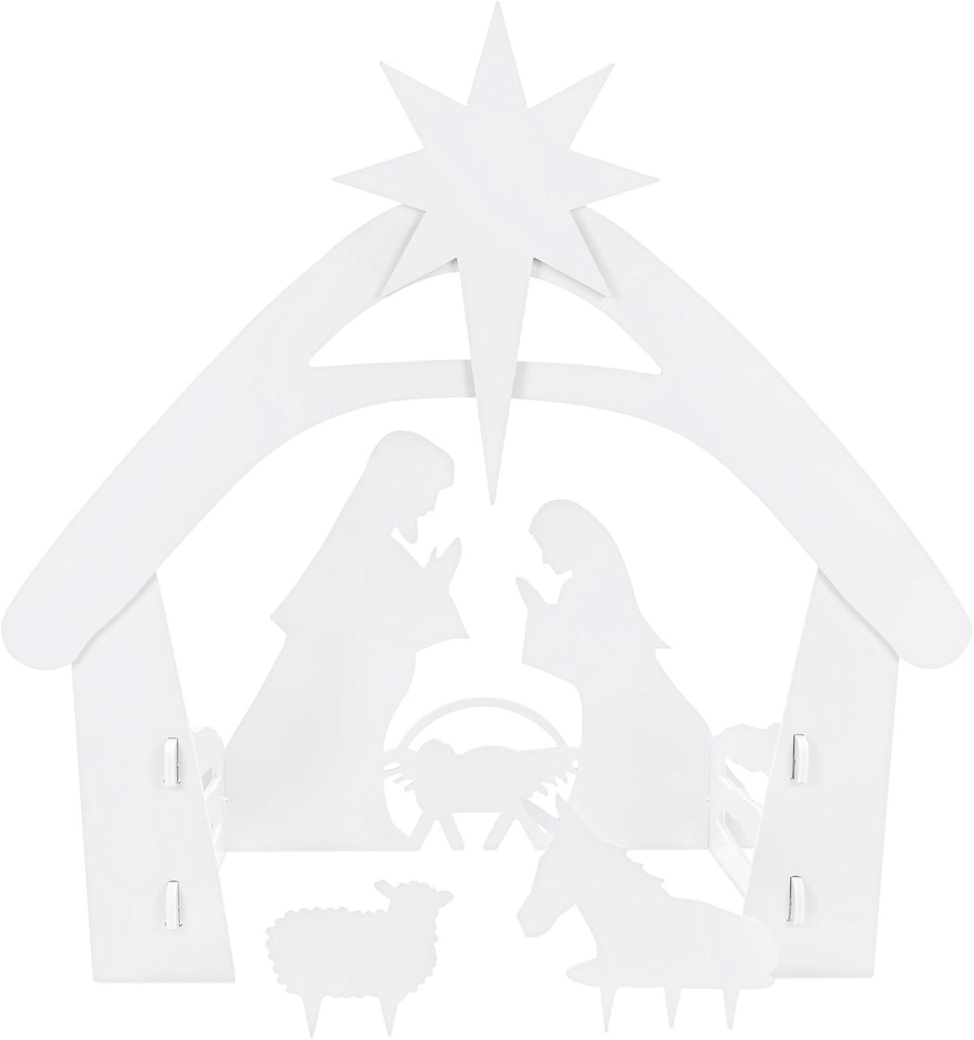imageBest Choice Products 4ft Outdoor Nativity Scene WeatherResistant Decor Christmas Holy Family Yard Decoration WaterResistant PVC  WhiteWhite  Xl