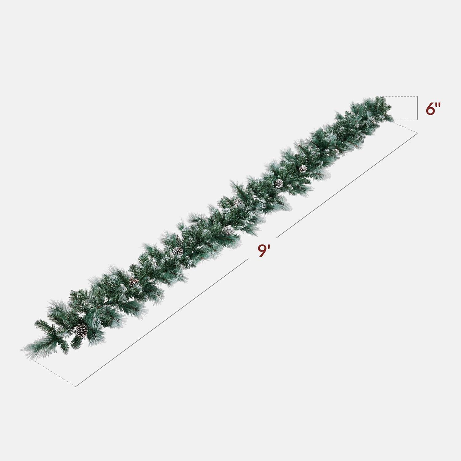 imageBest Choice Products 9ft PreLit Holiday PreDecorated Christmas Garland for Stairs Fireplace Decoration wPVC Tips 50 Lights Pine Cones Berries  SemiFlockedFrosted  Battery
