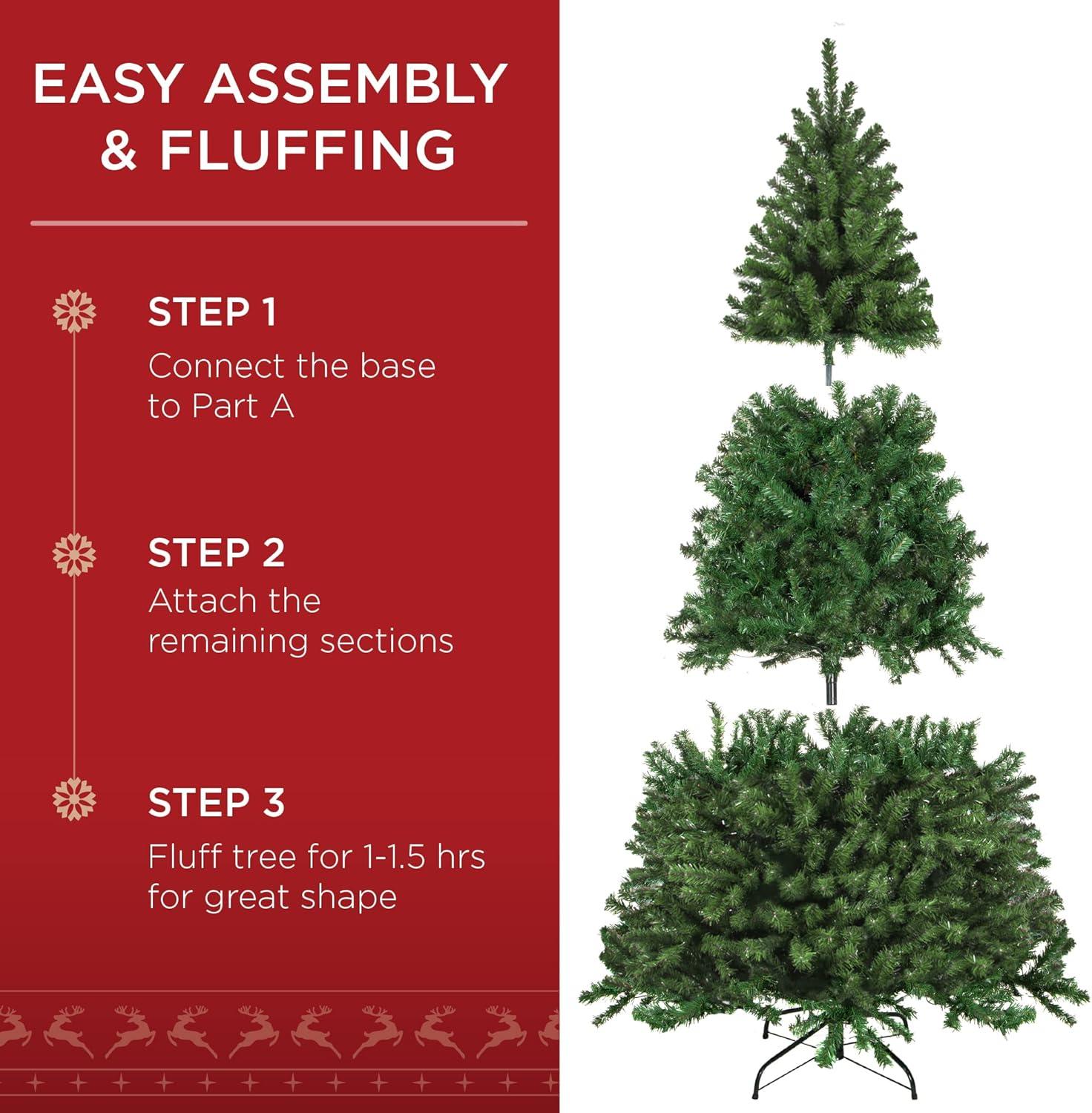imageBest Choice Products Artificial Christmas Tree 45ft Premium PreLit Realistic Spruce Holiday Dcor wDense Branches Metal Base  Green SpruceGreen Spruce