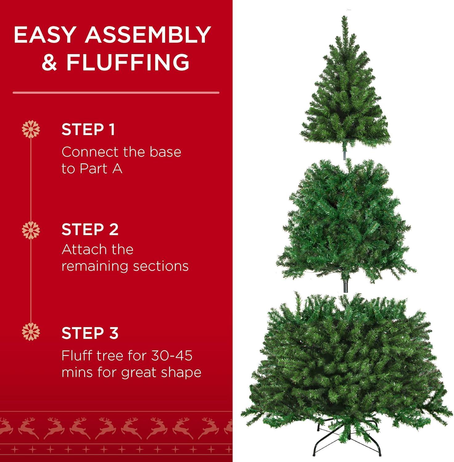 imageBest Choice Products Artificial Christmas Tree 45ft Premium PreLit Realistic Spruce Holiday Dcor wDense Branches Metal Base  Green SpruceGreen Spruce