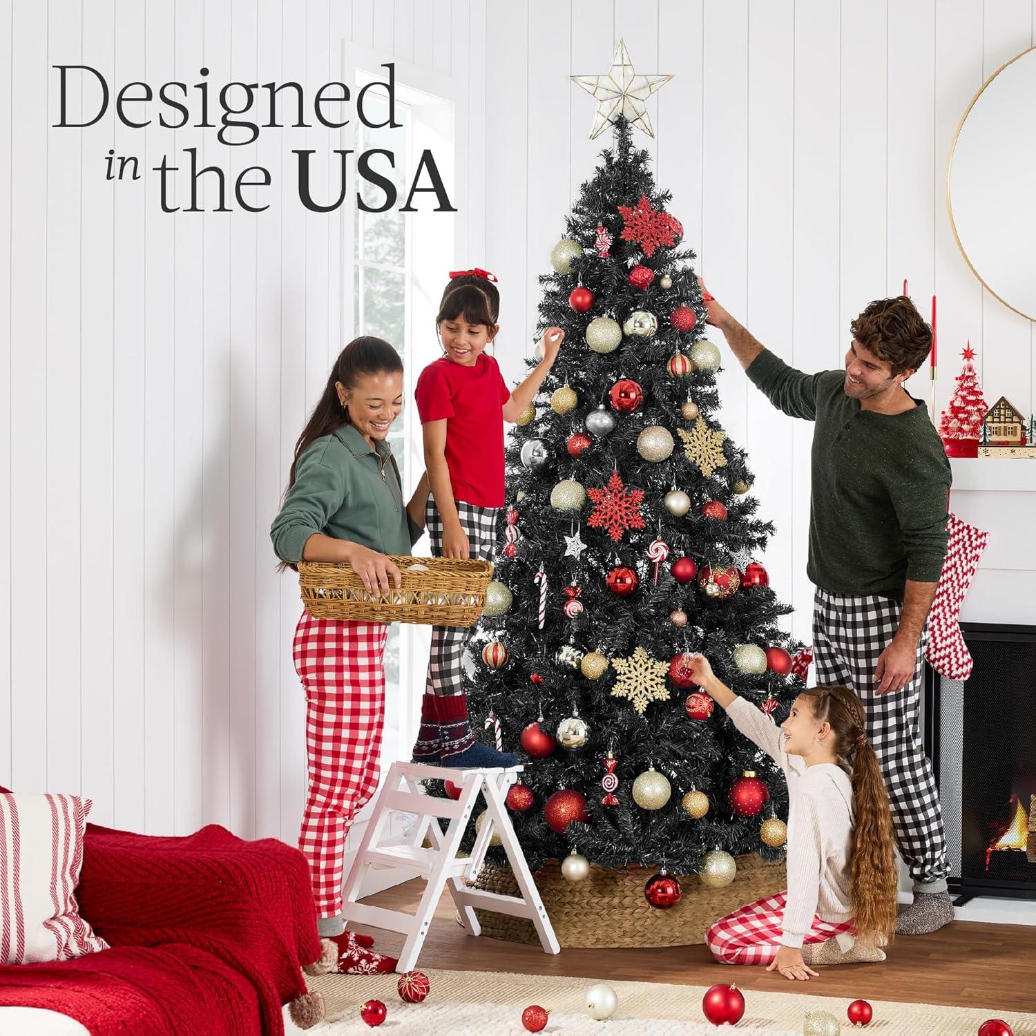 imageBest Choice Products Artificial Christmas Tree 6ft Premium Unlit Hinged Design Dense Branches Realistic Holiday Dcor wEasy Assembly BaseBlack