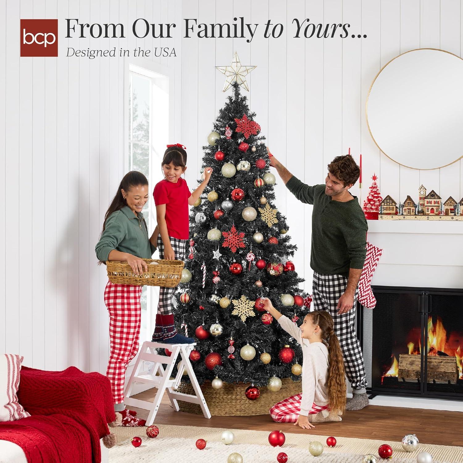 imageBest Choice Products Artificial Christmas Tree 6ft Premium Unlit Hinged Design Dense Branches Realistic Holiday Dcor wEasy Assembly BaseBlack