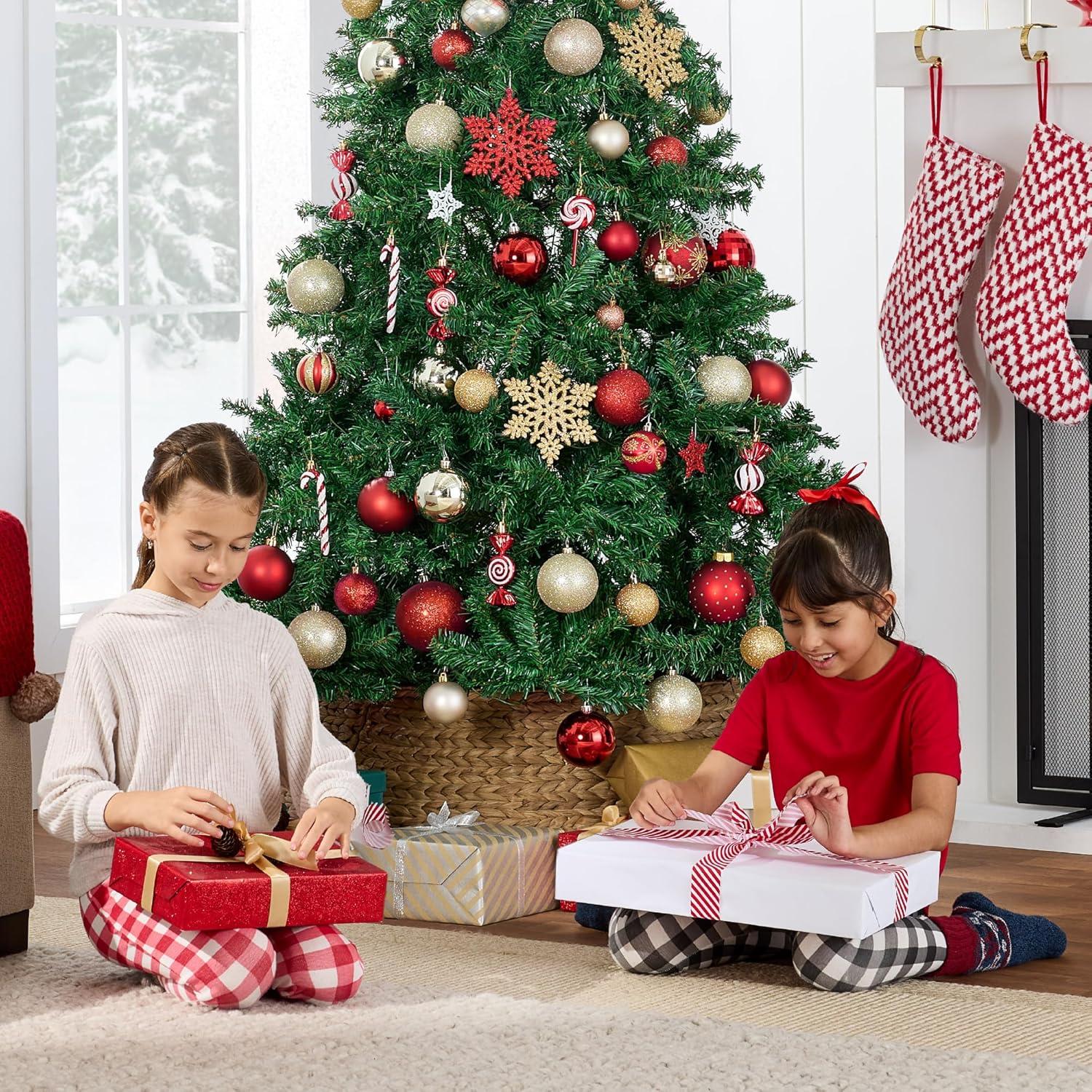 imageBest Choice Products Artificial Christmas Tree 6ft Premium Unlit Hinged Design Dense Branches Realistic Holiday Dcor wEasy Assembly BaseGreen