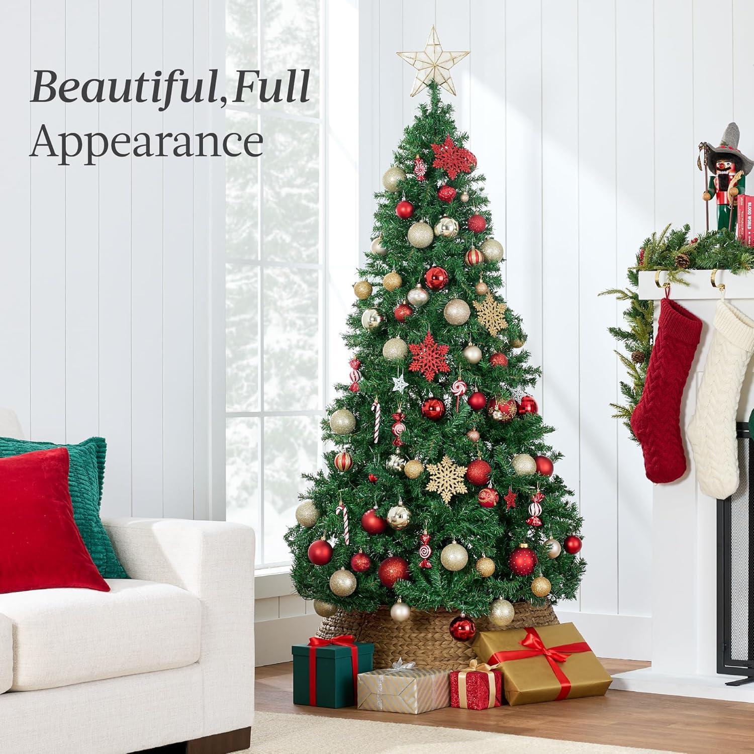 imageBest Choice Products Artificial Christmas Tree 6ft Premium Unlit Hinged Design Dense Branches Realistic Holiday Dcor wEasy Assembly BaseGreen