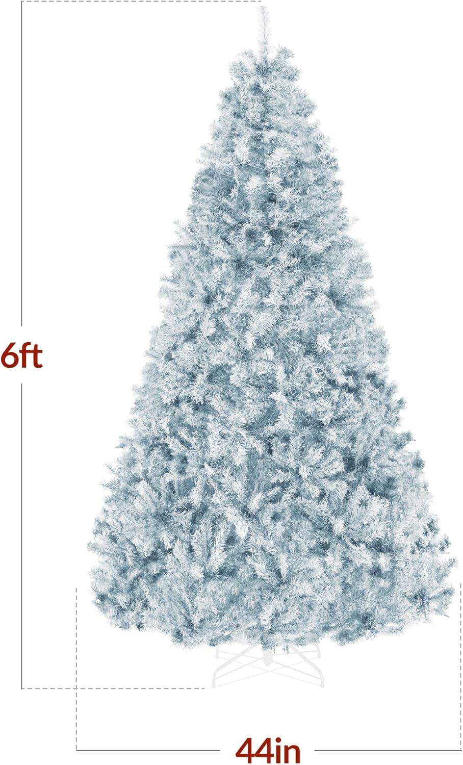 imageBest Choice Products Artificial Christmas Tree 6ft Premium Unlit Hinged Design Dense Branches Realistic Holiday Dcor wEasy Assembly BaseIce Blue