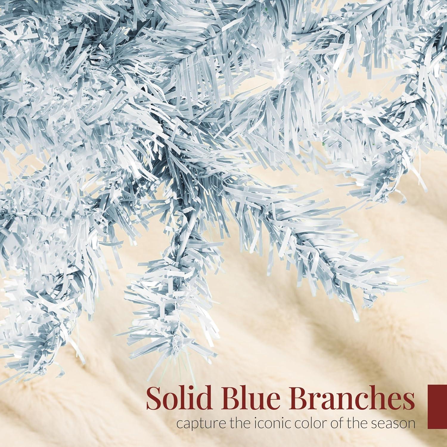 imageBest Choice Products Artificial Christmas Tree 6ft Premium Unlit Hinged Design Dense Branches Realistic Holiday Dcor wEasy Assembly BaseIce Blue