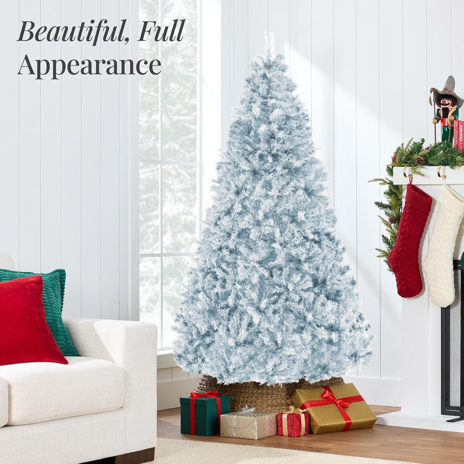imageBest Choice Products Artificial Christmas Tree 6ft Premium Unlit Hinged Design Dense Branches Realistic Holiday Dcor wEasy Assembly BaseIce Blue