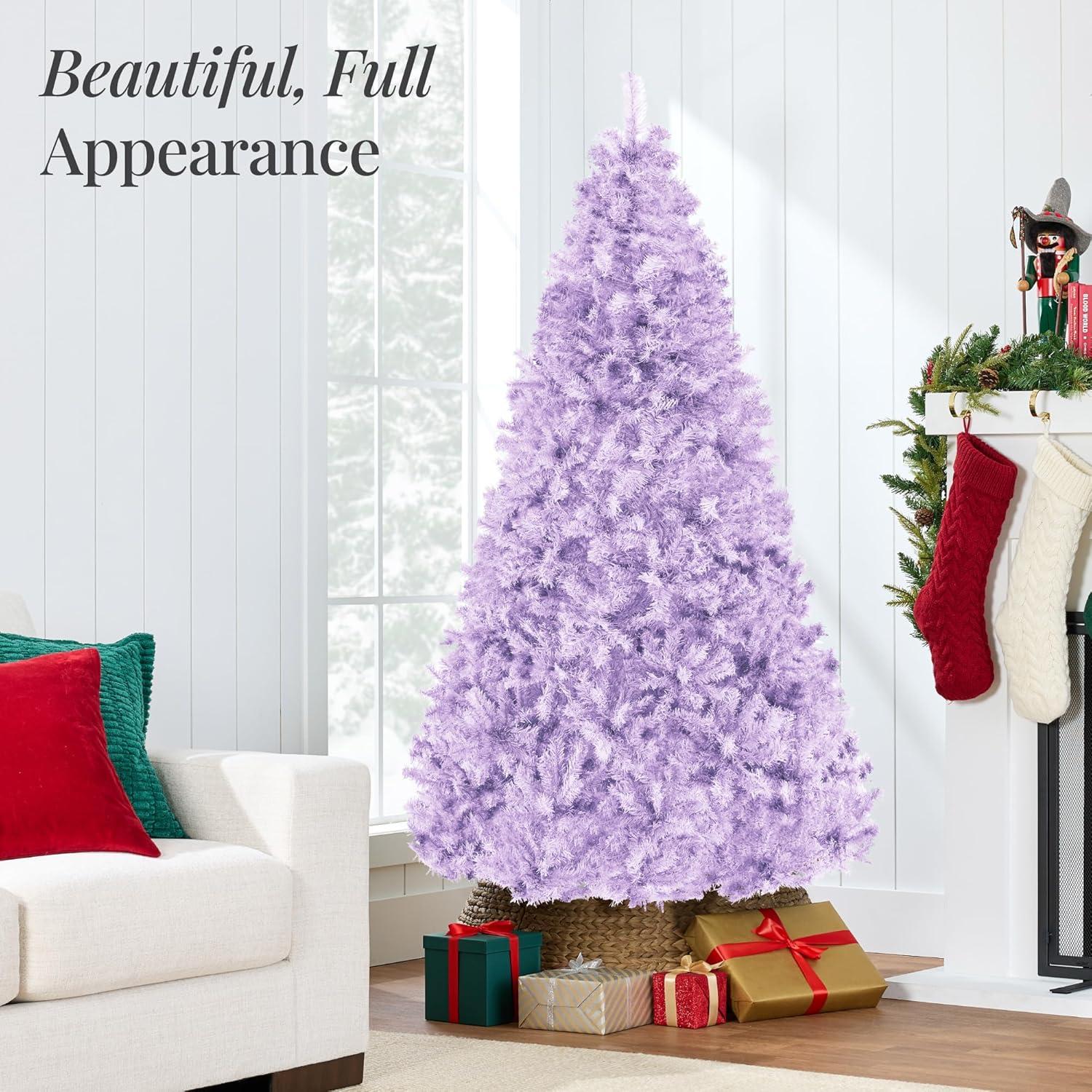 imageBest Choice Products Artificial Christmas Tree 6ft Premium Unlit Hinged Design Dense Branches Realistic Holiday Dcor wEasy Assembly BaseLavender