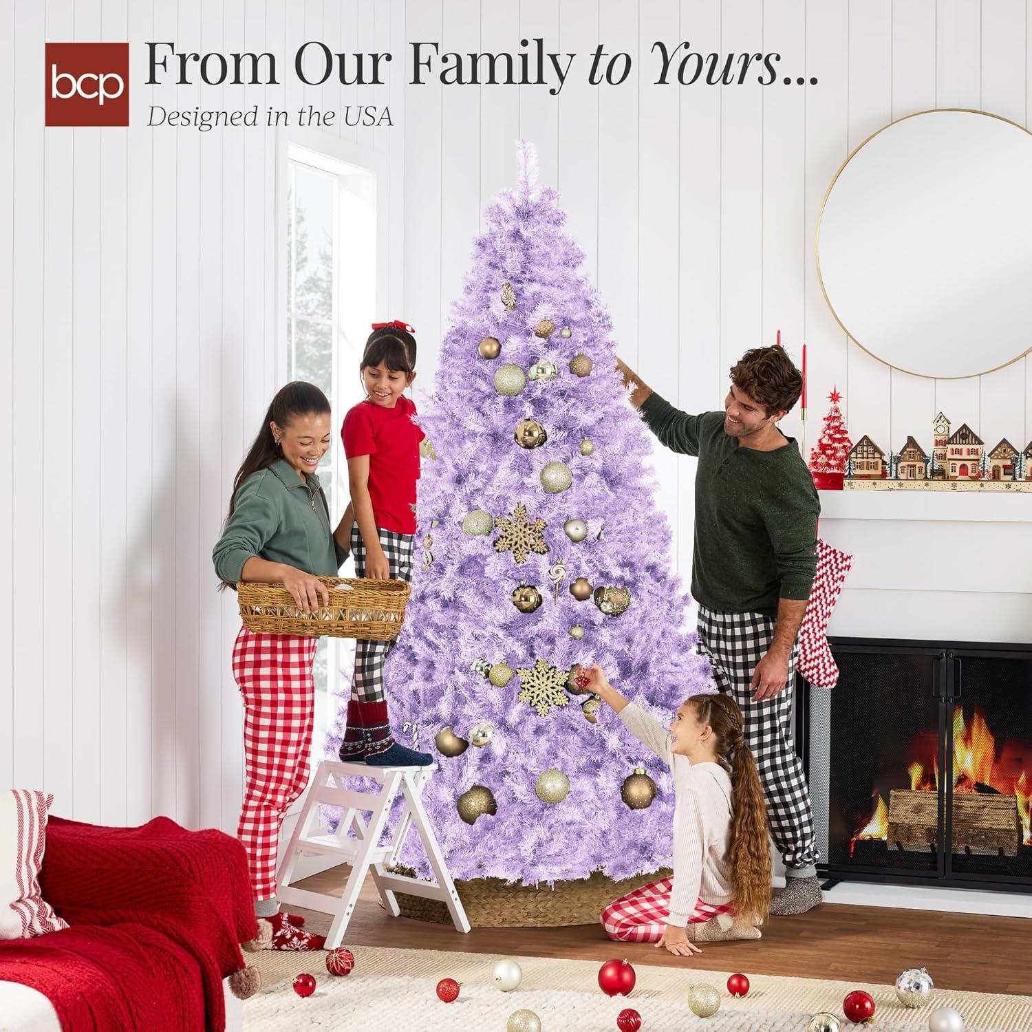 imageBest Choice Products Artificial Christmas Tree 6ft Premium Unlit Hinged Design Dense Branches Realistic Holiday Dcor wEasy Assembly BaseLavender