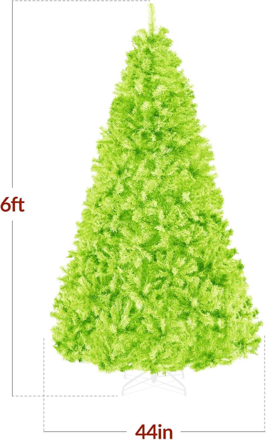 imageBest Choice Products Artificial Christmas Tree 6ft Premium Unlit Hinged Design Dense Branches Realistic Holiday Dcor wEasy Assembly BaseLime Green