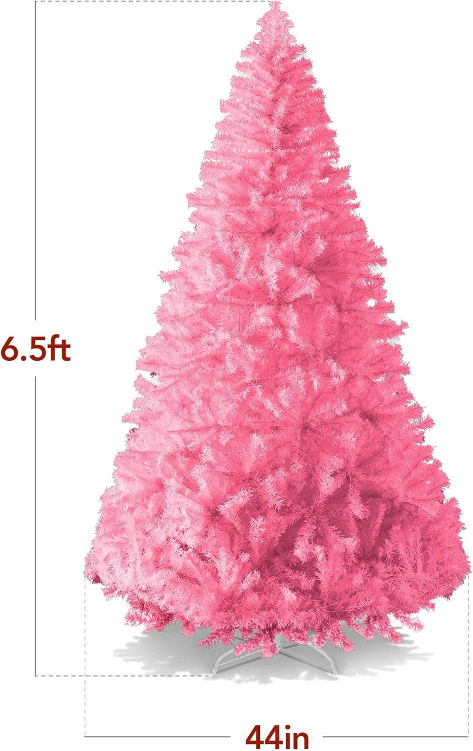 imageBest Choice Products Artificial Christmas Tree 6ft Premium Unlit Hinged Design Dense Branches Realistic Holiday Dcor wEasy Assembly BasePink
