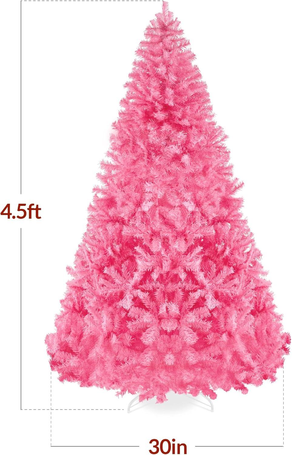 imageBest Choice Products Artificial Christmas Tree 6ft Premium Unlit Hinged Design Dense Branches Realistic Holiday Dcor wEasy Assembly BasePink