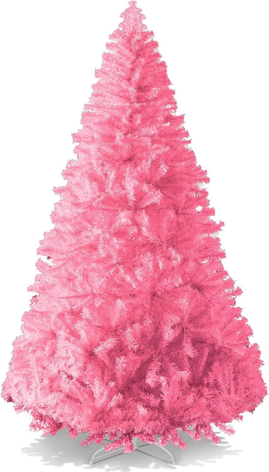 imageBest Choice Products Artificial Christmas Tree 6ft Premium Unlit Hinged Design Dense Branches Realistic Holiday Dcor wEasy Assembly BasePink