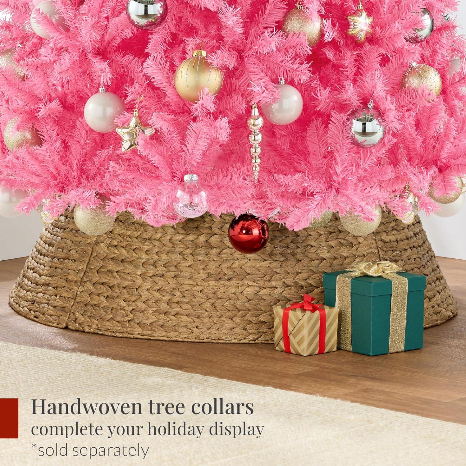 imageBest Choice Products Artificial Christmas Tree 6ft Premium Unlit Hinged Design Dense Branches Realistic Holiday Dcor wEasy Assembly BasePink
