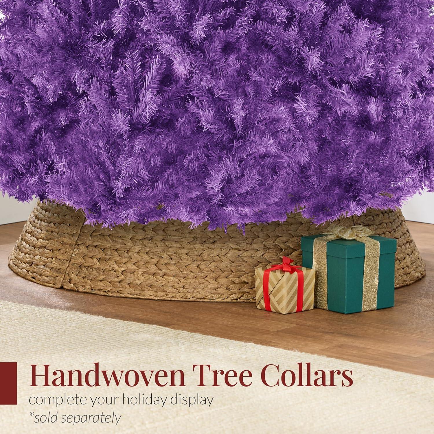 imageBest Choice Products Artificial Christmas Tree 6ft Premium Unlit Hinged Design Dense Branches Realistic Holiday Dcor wEasy Assembly BasePurple