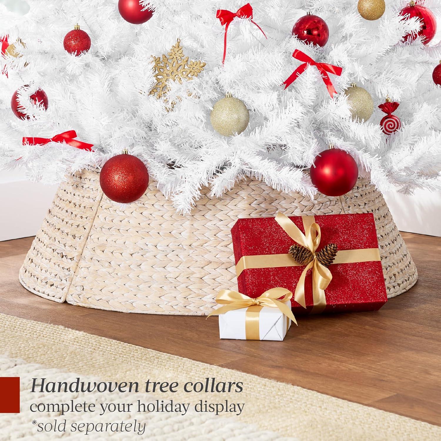 imageBest Choice Products Artificial Christmas Tree 6ft Premium Unlit Hinged Design Dense Branches Realistic Holiday Dcor wEasy Assembly BaseWhite