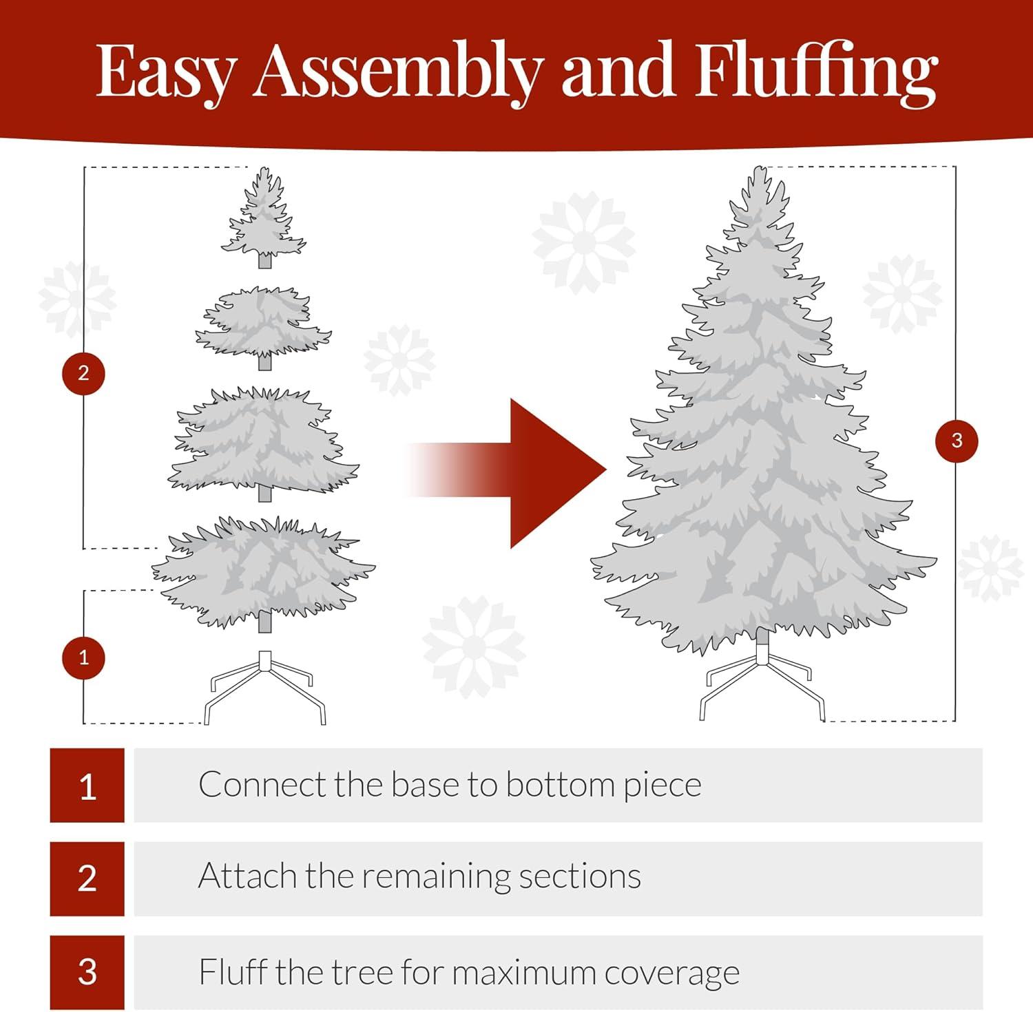 imageBest Choice Products Artificial Christmas Tree 6ft Premium Unlit Hinged Design Dense Branches Realistic Holiday Dcor wEasy Assembly BaseWhite