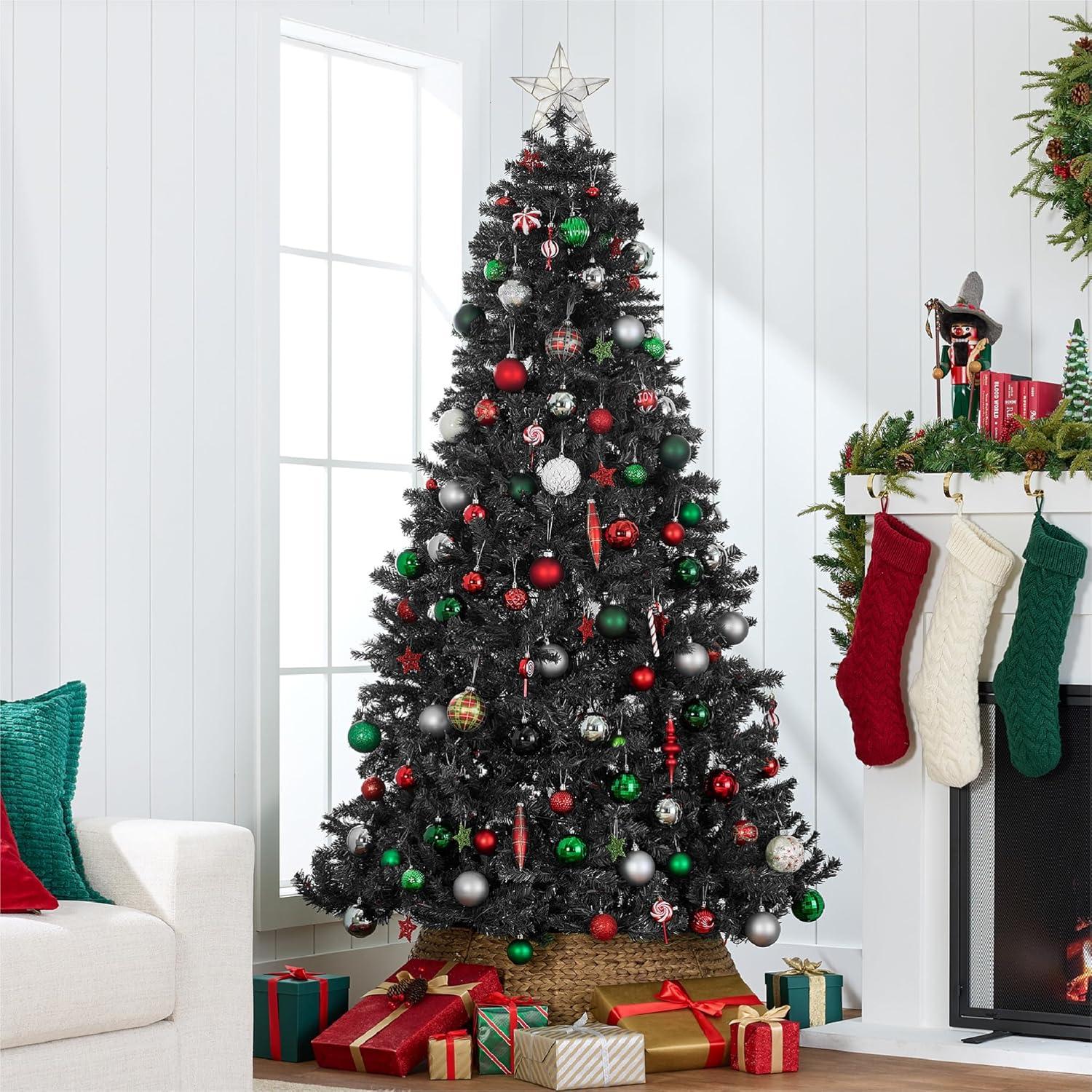 imageBest Choice Products Artificial Christmas Tree 6ft Premium Unlit Realistic Spruce Holiday Dcor wDense Branches Easy Assembly Metal BaseBlack Spruce