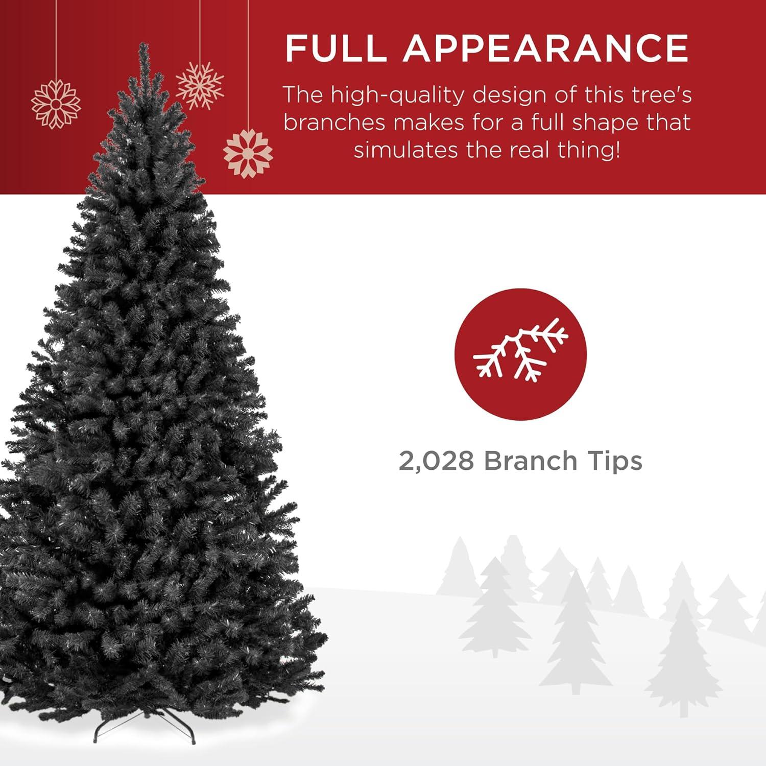 imageBest Choice Products Artificial Christmas Tree 6ft Premium Unlit Realistic Spruce Holiday Dcor wDense Branches Easy Assembly Metal BaseBlack Spruce