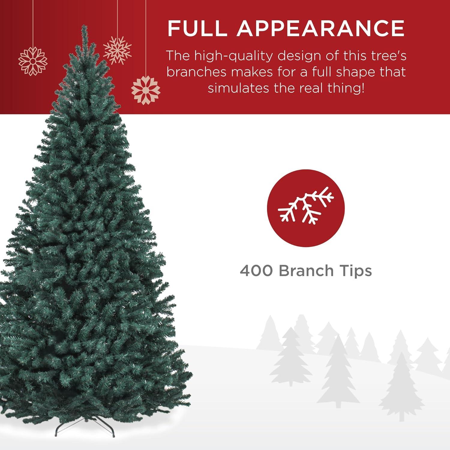 imageBest Choice Products Artificial Christmas Tree 6ft Premium Unlit Realistic Spruce Holiday Dcor wDense Branches Easy Assembly Metal BaseBlue Spruce