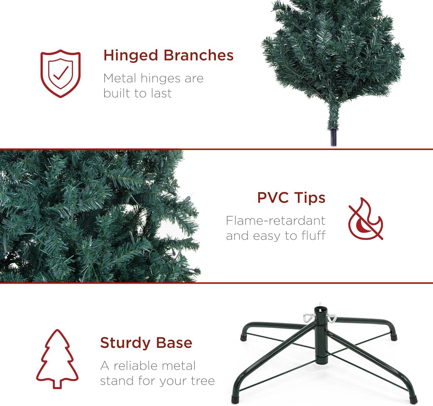imageBest Choice Products Artificial Christmas Tree 6ft Premium Unlit Realistic Spruce Holiday Dcor wDense Branches Easy Assembly Metal BaseBlue Spruce