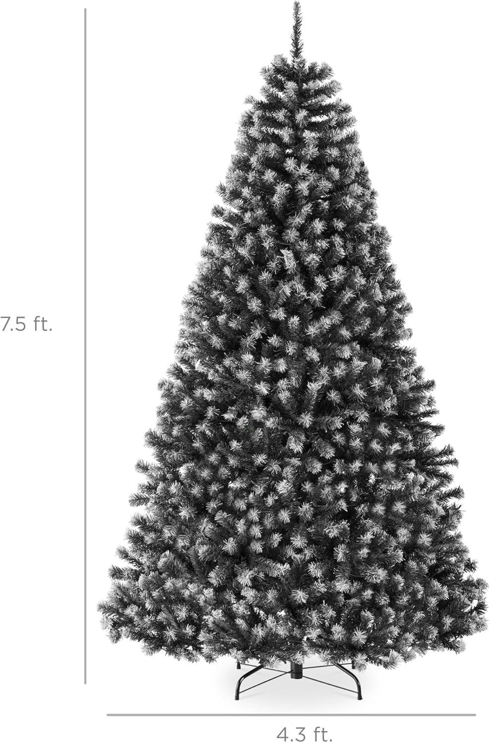 imageBest Choice Products Artificial Christmas Tree 6ft Premium Unlit Realistic Spruce Holiday Dcor wDense Branches Easy Assembly Metal BaseFrosted Black Spruce