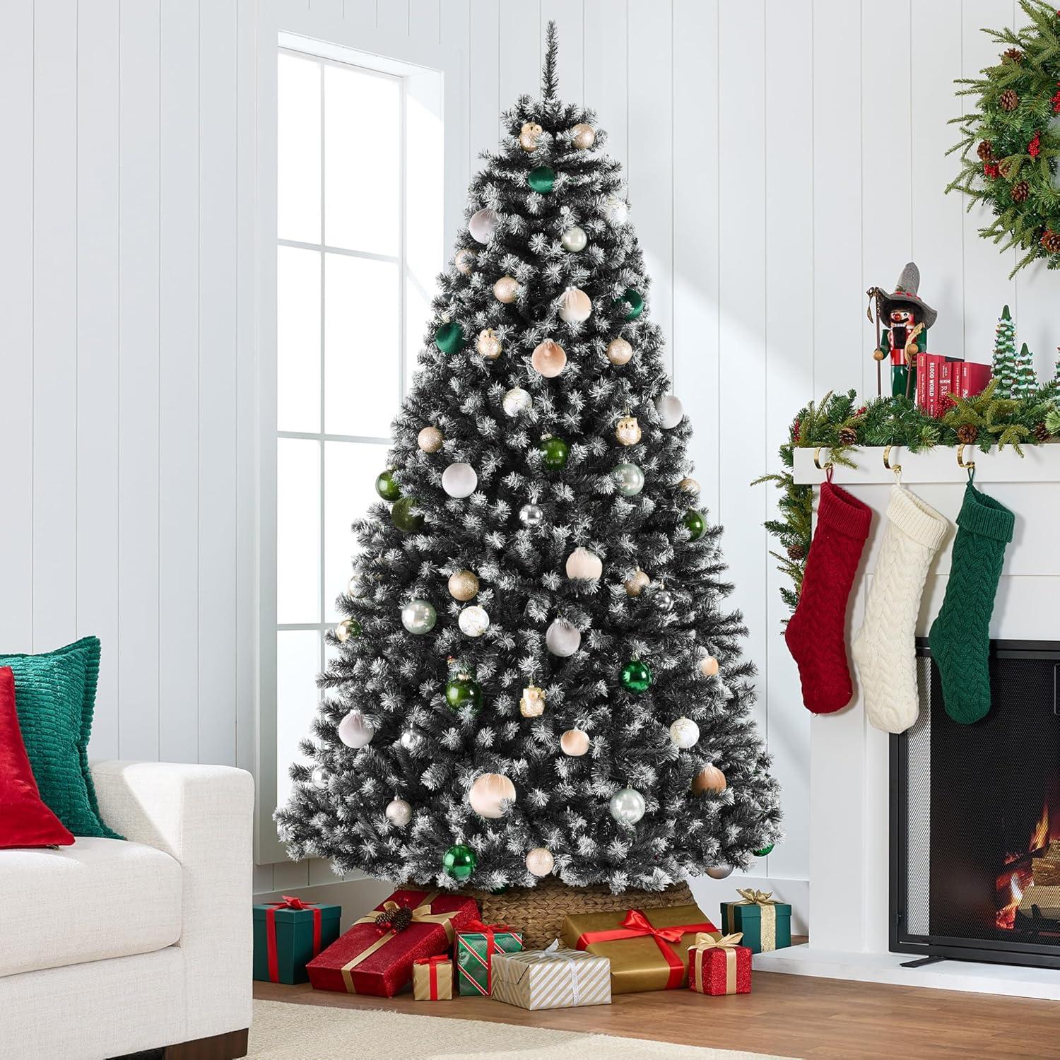 imageBest Choice Products Artificial Christmas Tree 6ft Premium Unlit Realistic Spruce Holiday Dcor wDense Branches Easy Assembly Metal BaseFrosted Black Spruce
