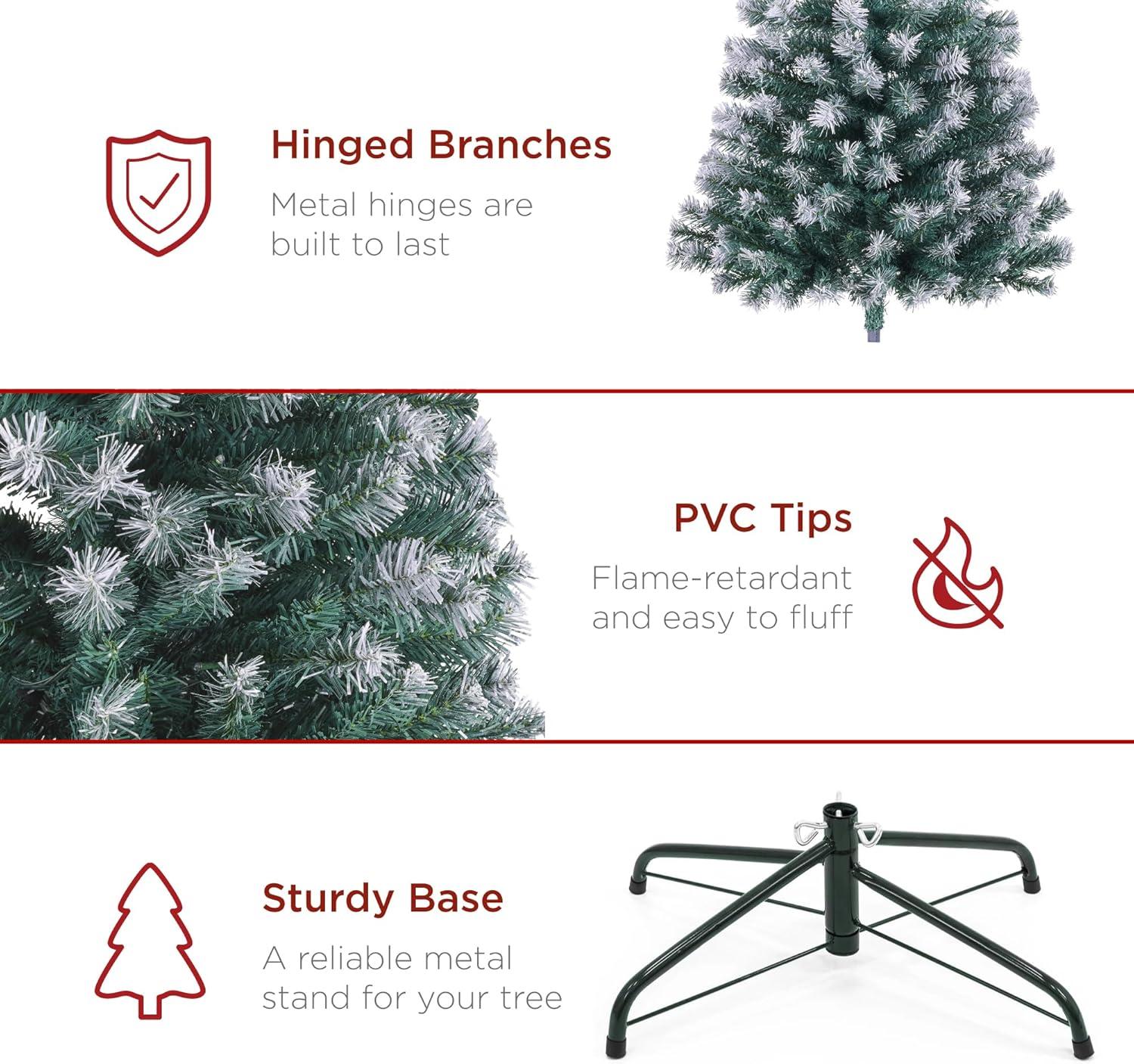 imageBest Choice Products Artificial Christmas Tree 6ft Premium Unlit Realistic Spruce Holiday Dcor wDense Branches Easy Assembly Metal BaseFrosted Blue Spruce
