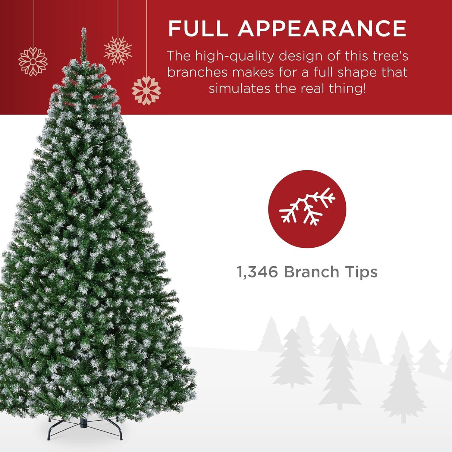 imageBest Choice Products Artificial Christmas Tree 6ft Premium Unlit Realistic Spruce Holiday Dcor wDense Branches Easy Assembly Metal BaseFrosted Green Spruce