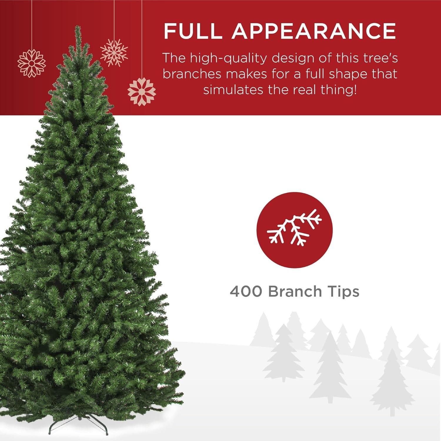 imageBest Choice Products Artificial Christmas Tree 6ft Premium Unlit Realistic Spruce Holiday Dcor wDense Branches Easy Assembly Metal BaseGreen Spruce