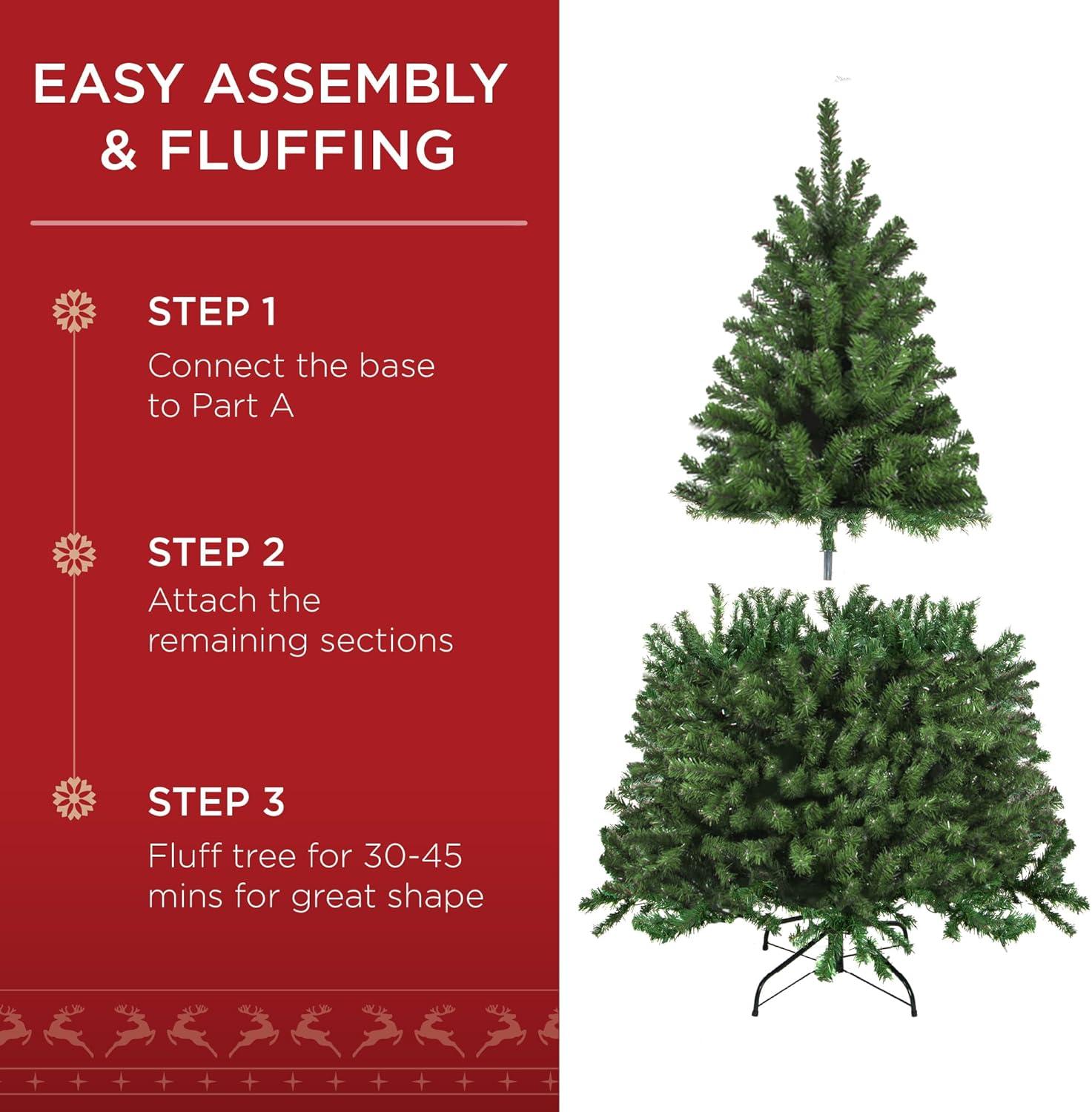 imageBest Choice Products Artificial Christmas Tree 6ft Premium Unlit Realistic Spruce Holiday Dcor wDense Branches Easy Assembly Metal BaseGreen Spruce