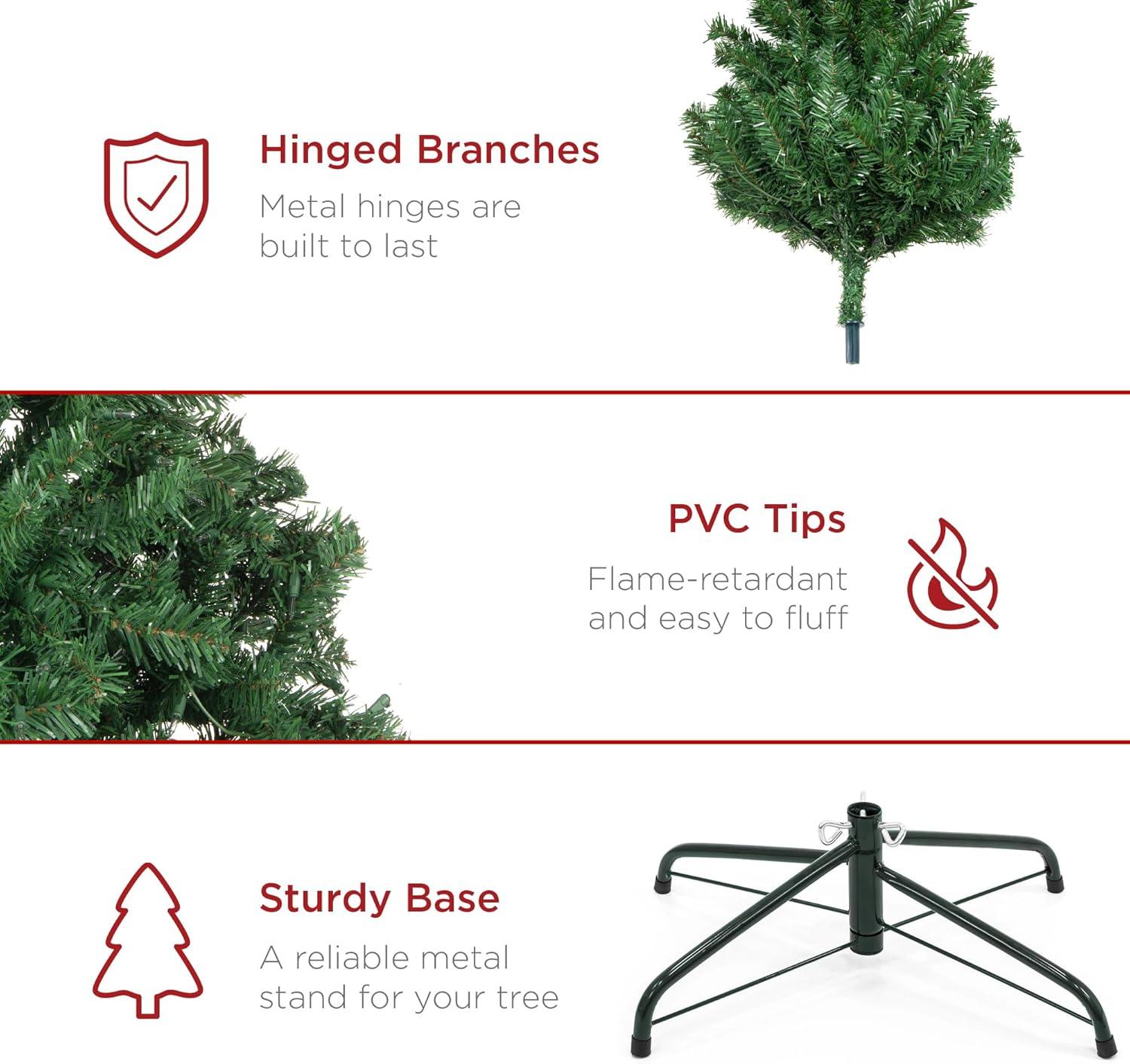 imageBest Choice Products Artificial Christmas Tree 6ft Premium Unlit Realistic Spruce Holiday Dcor wDense Branches Easy Assembly Metal BaseGreen Spruce