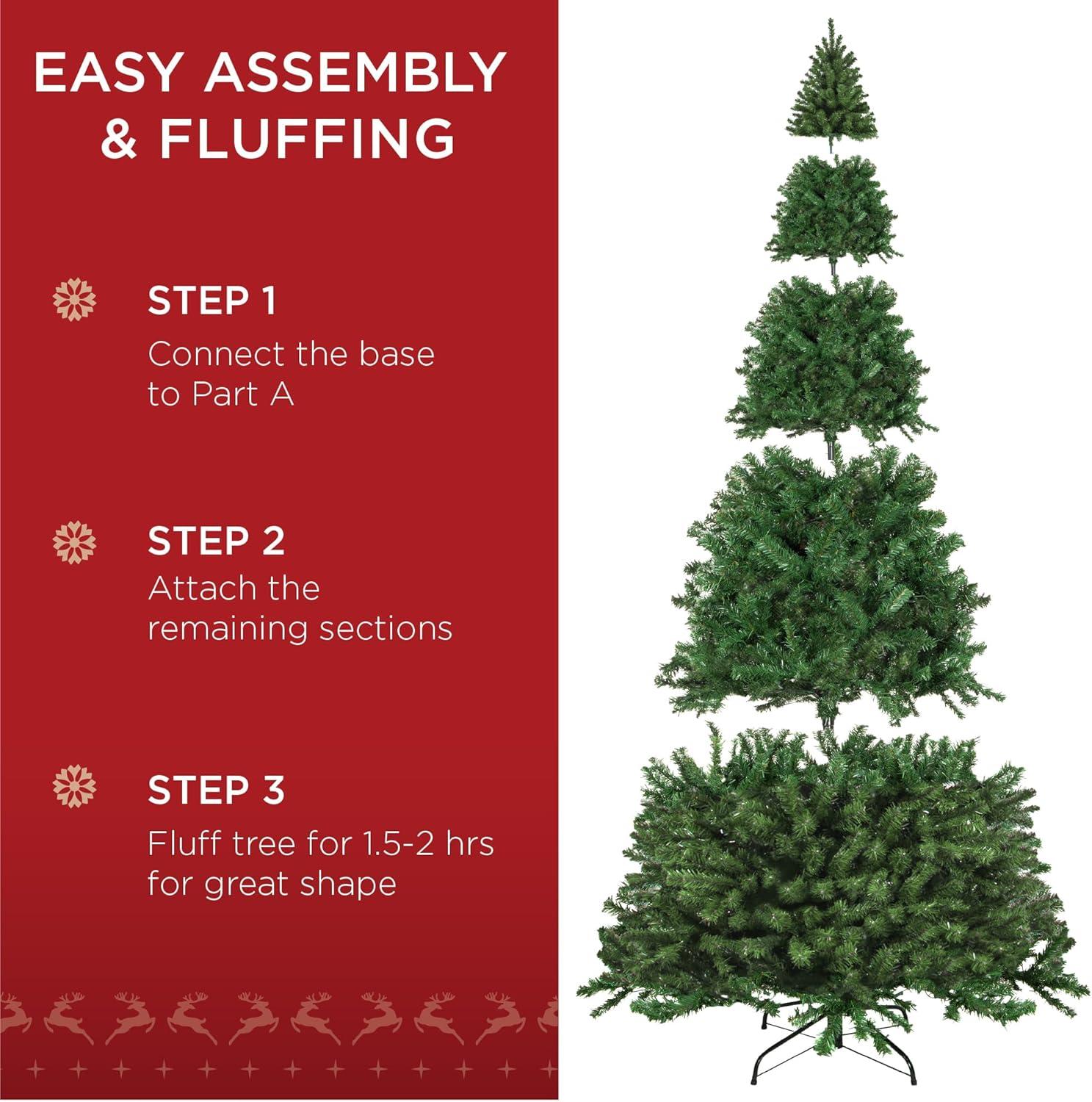 imageBest Choice Products Artificial Christmas Tree 6ft Premium Unlit Realistic Spruce Holiday Dcor wDense Branches Easy Assembly Metal BaseGreen Spruce