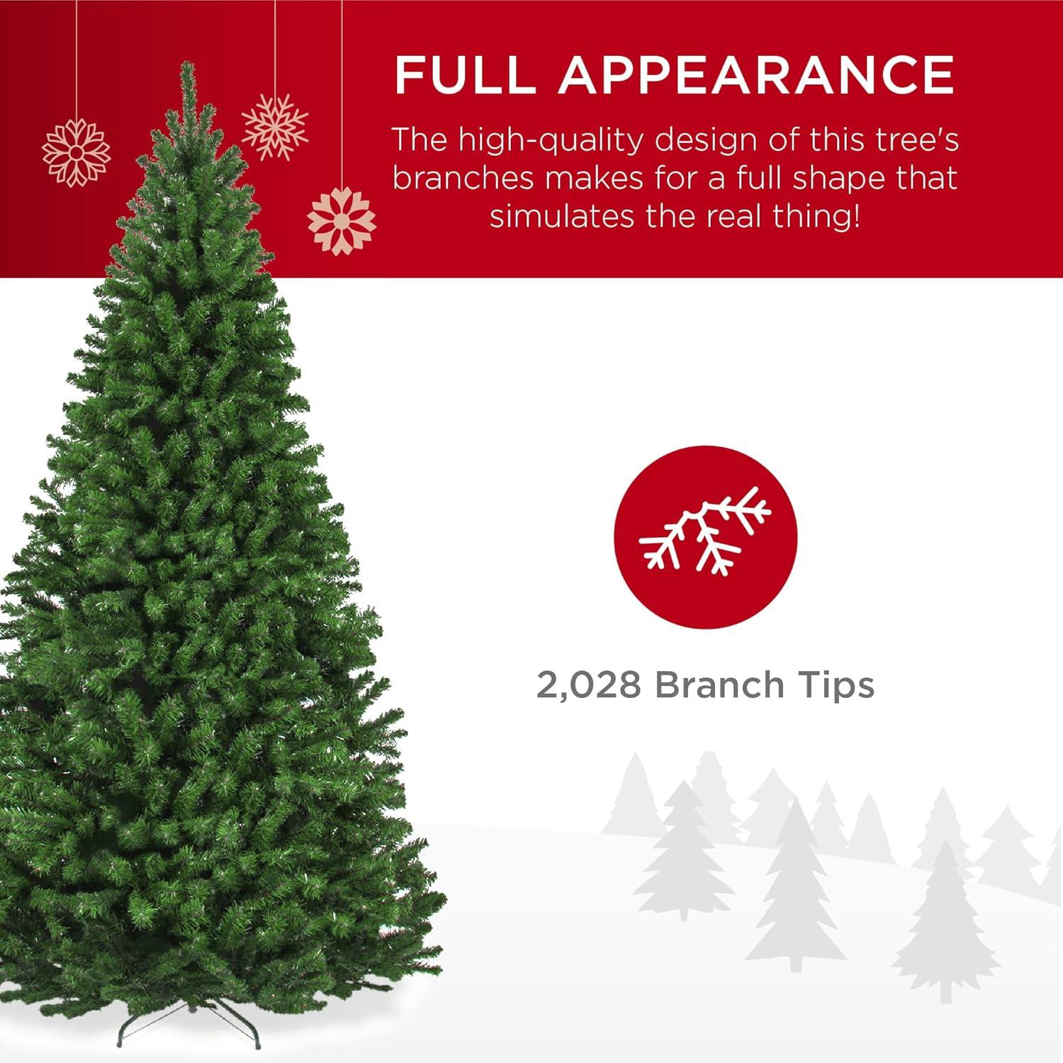 imageBest Choice Products Artificial Christmas Tree 6ft Premium Unlit Realistic Spruce Holiday Dcor wDense Branches Easy Assembly Metal BaseGreen Spruce