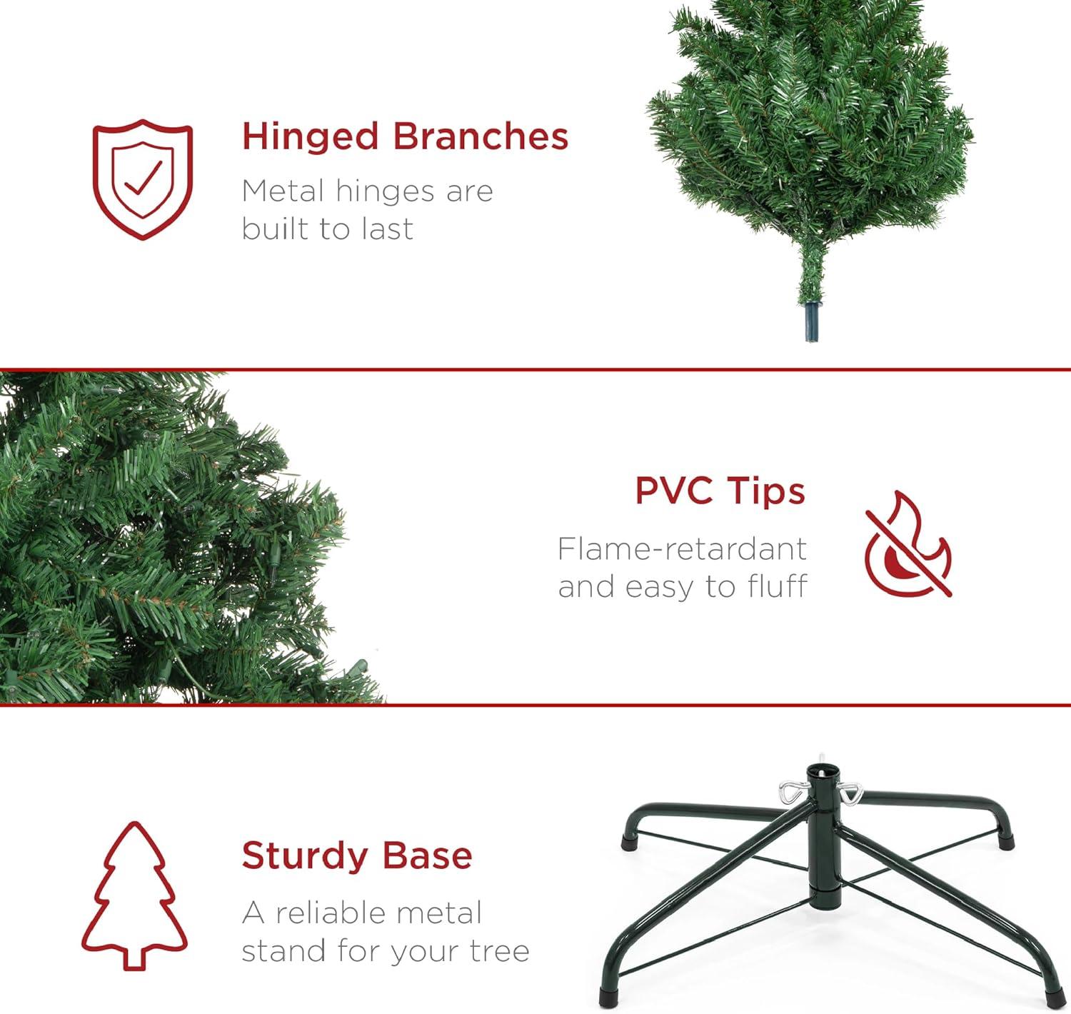 imageBest Choice Products Artificial Christmas Tree 6ft Premium Unlit Realistic Spruce Holiday Dcor wDense Branches Easy Assembly Metal BaseGreen Spruce