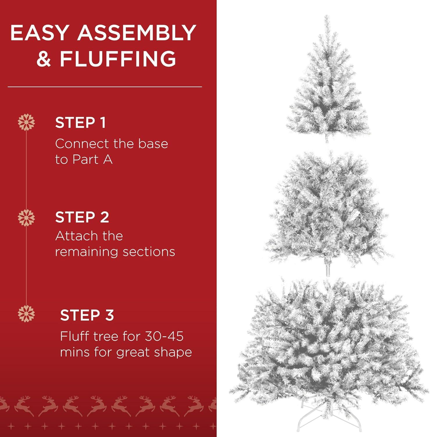 imageBest Choice Products Artificial Christmas Tree 6ft Premium Unlit Realistic Spruce Holiday Dcor wDense Branches Easy Assembly Metal BaseWhite Spruce