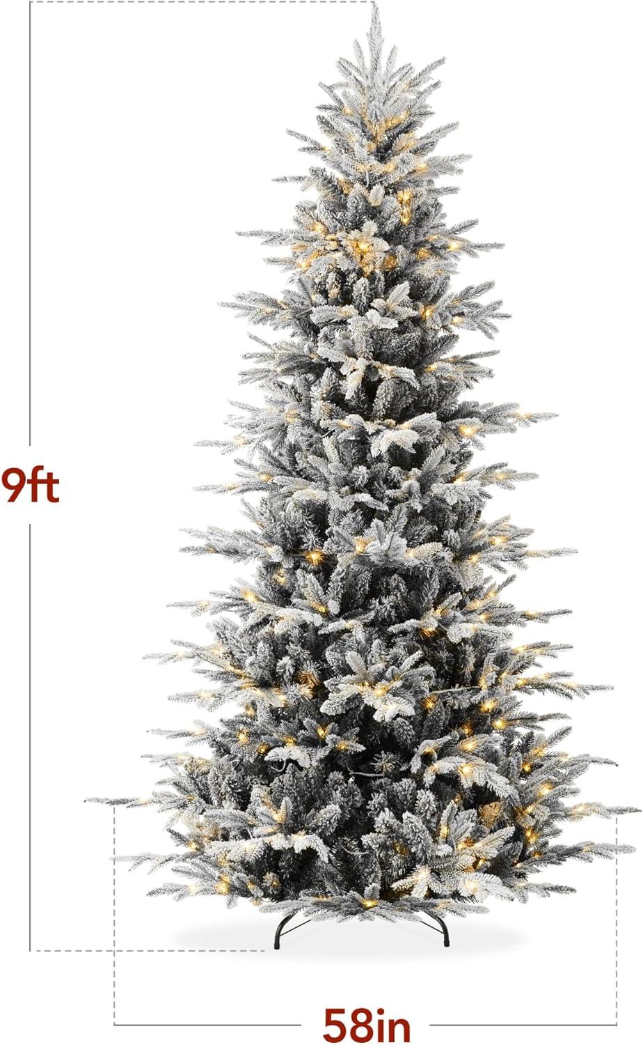 imageBest Choice Products Lighted Aspen Christmas Tree 6ft Flocked Artifical Noble Fir PreLit White ampamp Multicolored LED Lights Premium Holiday Dcor  GreenBlack