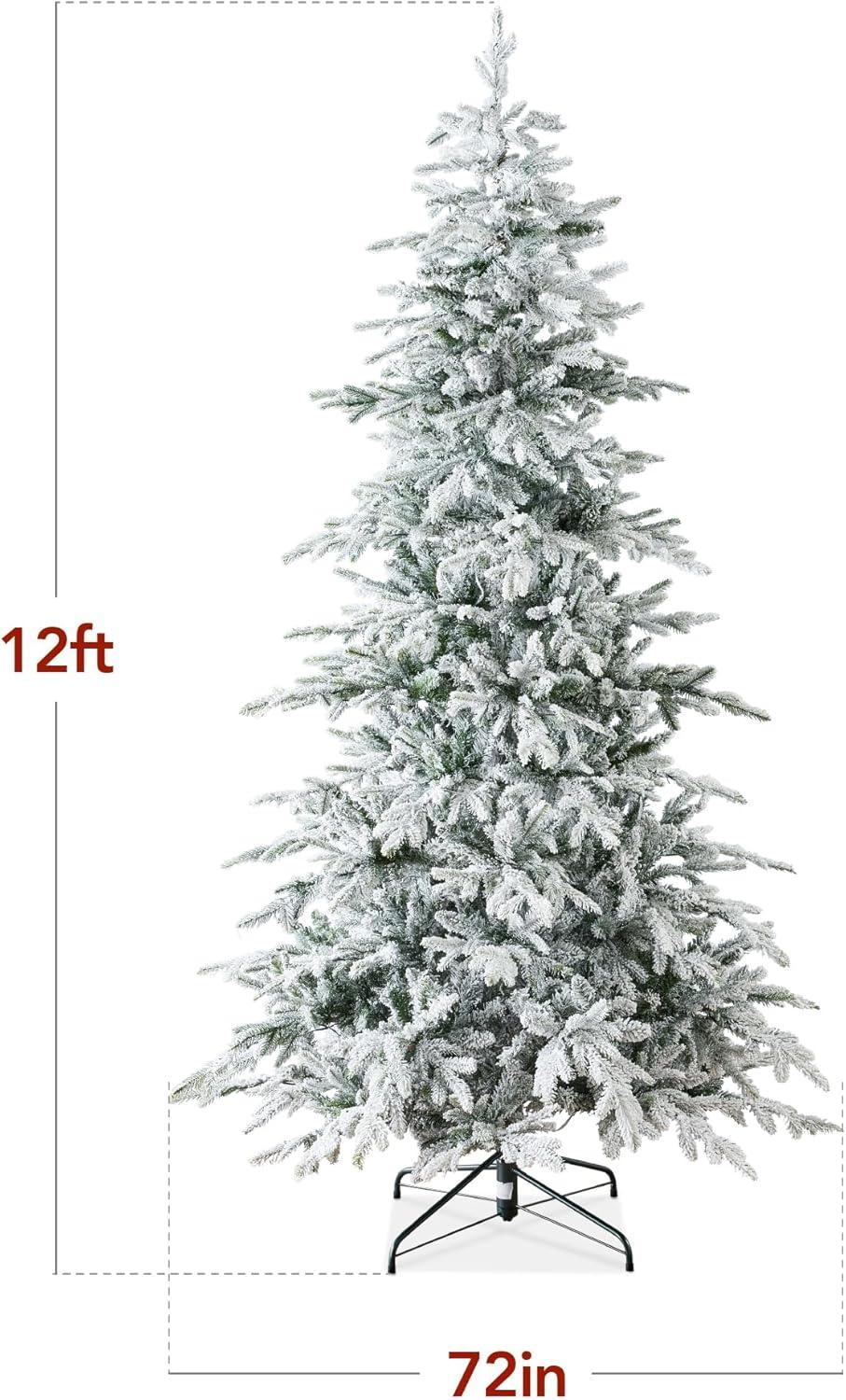 imageBest Choice Products Lighted Aspen Christmas Tree 6ft Flocked Artifical Noble Fir PreLit White ampamp Multicolored LED Lights Premium Holiday Dcor  GreenFlocked Green
