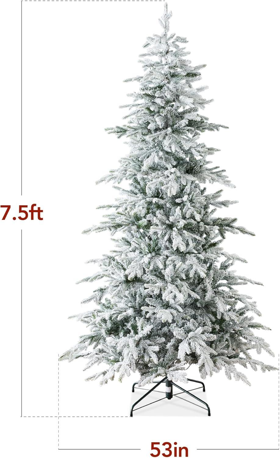 imageBest Choice Products Lighted Aspen Christmas Tree 6ft Flocked Artifical Noble Fir PreLit White ampamp Multicolored LED Lights Premium Holiday Dcor  GreenFlocked Green