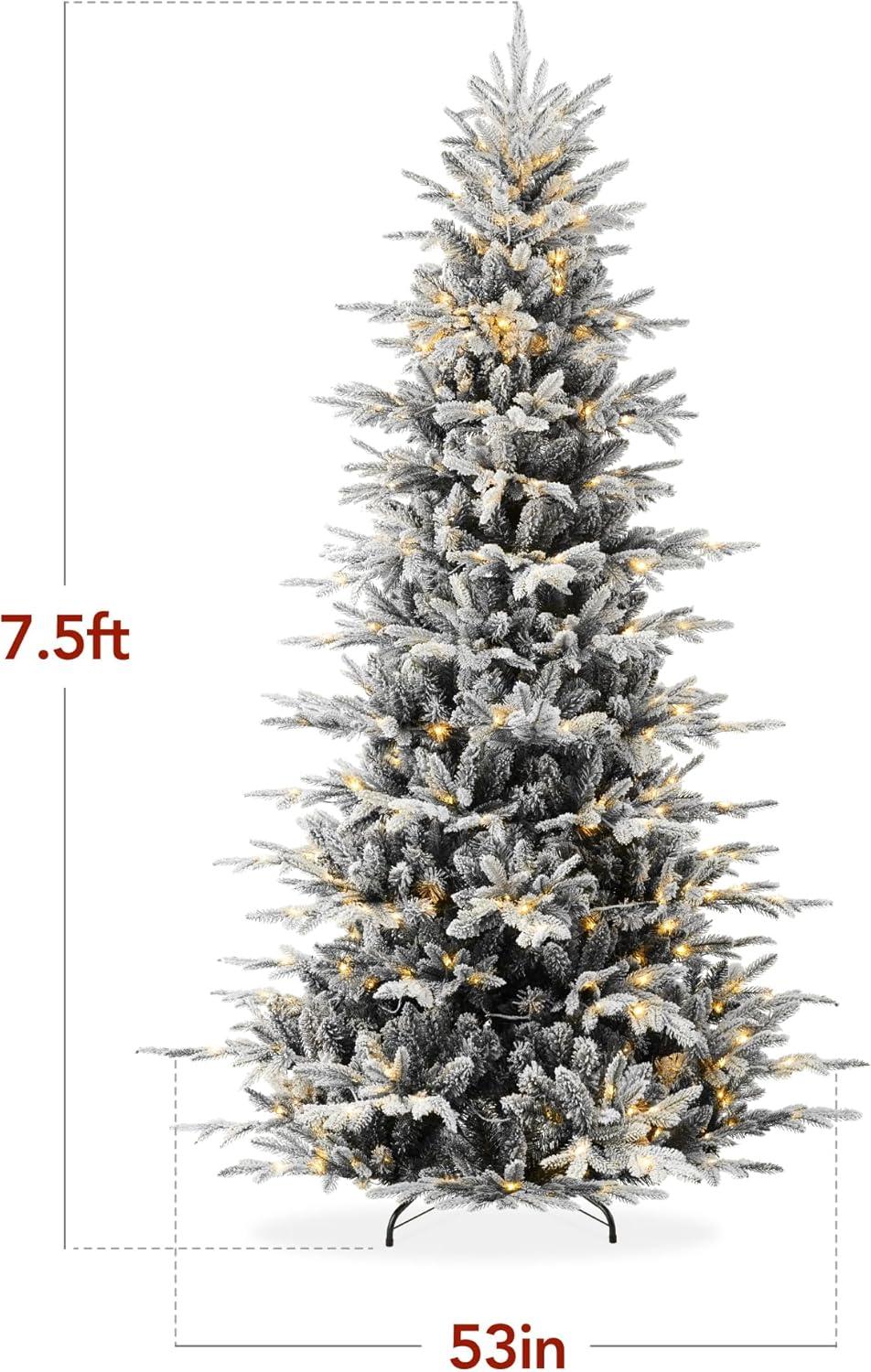 imageBest Choice Products Lighted Aspen Christmas Tree 6ft Flocked Artifical Noble Fir PreLit White ampamp Multicolored LED Lights Premium Holiday Dcor  GreenBlack