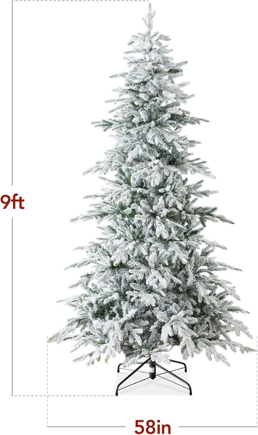 imageBest Choice Products Lighted Aspen Christmas Tree 6ft Flocked Artifical Noble Fir PreLit White ampamp Multicolored LED Lights Premium Holiday Dcor  GreenFlocked Green
