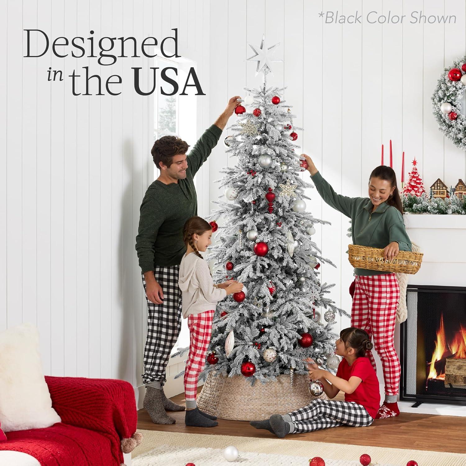 imageBest Choice Products Lighted Aspen Christmas Tree 6ft Flocked Artifical Noble Fir PreLit White ampamp Multicolored LED Lights Premium Holiday Dcor  GreenFlocked Green