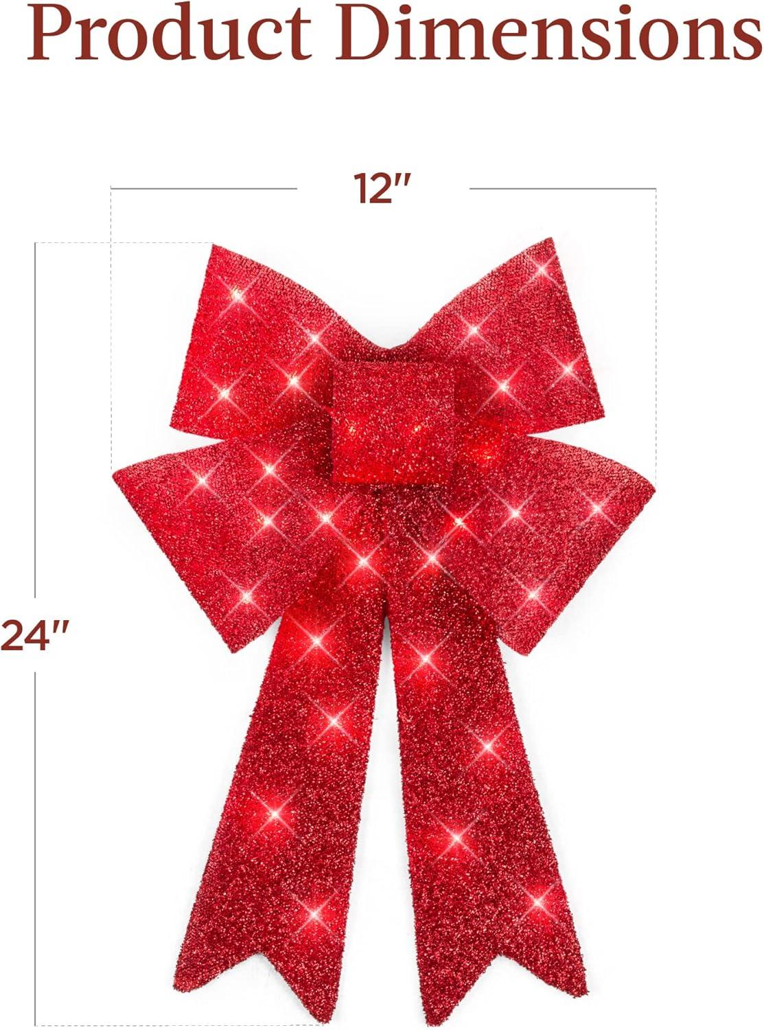 imageBest Choice Products Set of 3 Bows PreLit Christmas Bow Decoration IndoorOutdoor LED Holiday Dcor w 30 Lights Outdoor Battery Box Timer 8 Light Functions  RedBlack Buffalo PlaidRed 3 Piece Set
