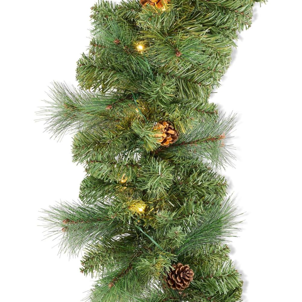 imageBest Choice Products 9ft PreLit Holiday PreDecorated Christmas Garland for Stairs Fireplace Decoration wPVC Tips 50 Lights Pine Cones Berries  SemiFlockedSKY8621